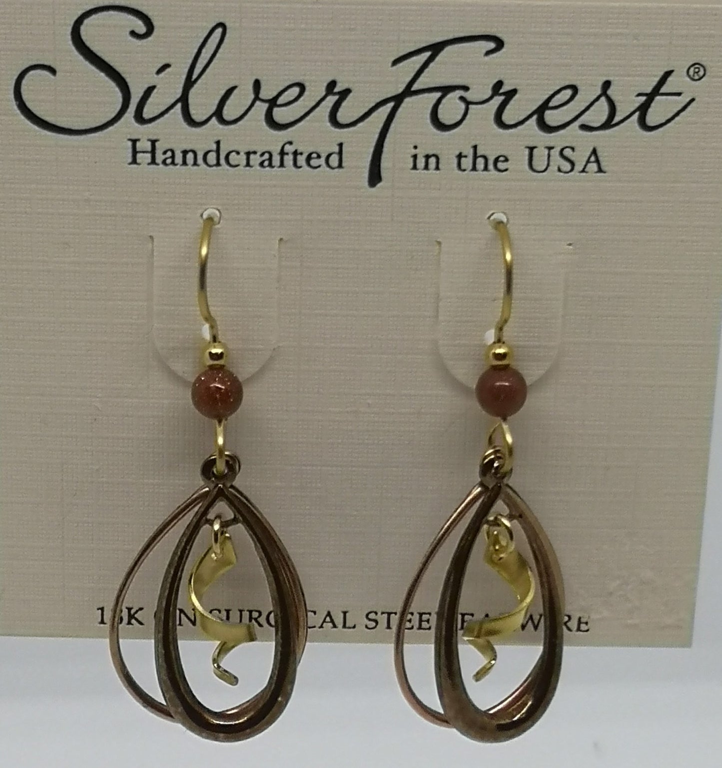 Silver forest 18kt gold plated surgical steel earrings
